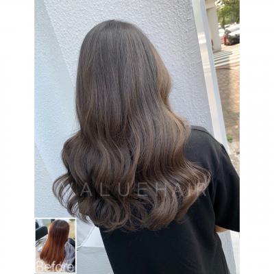 線條式挑染霧面亞麻灰